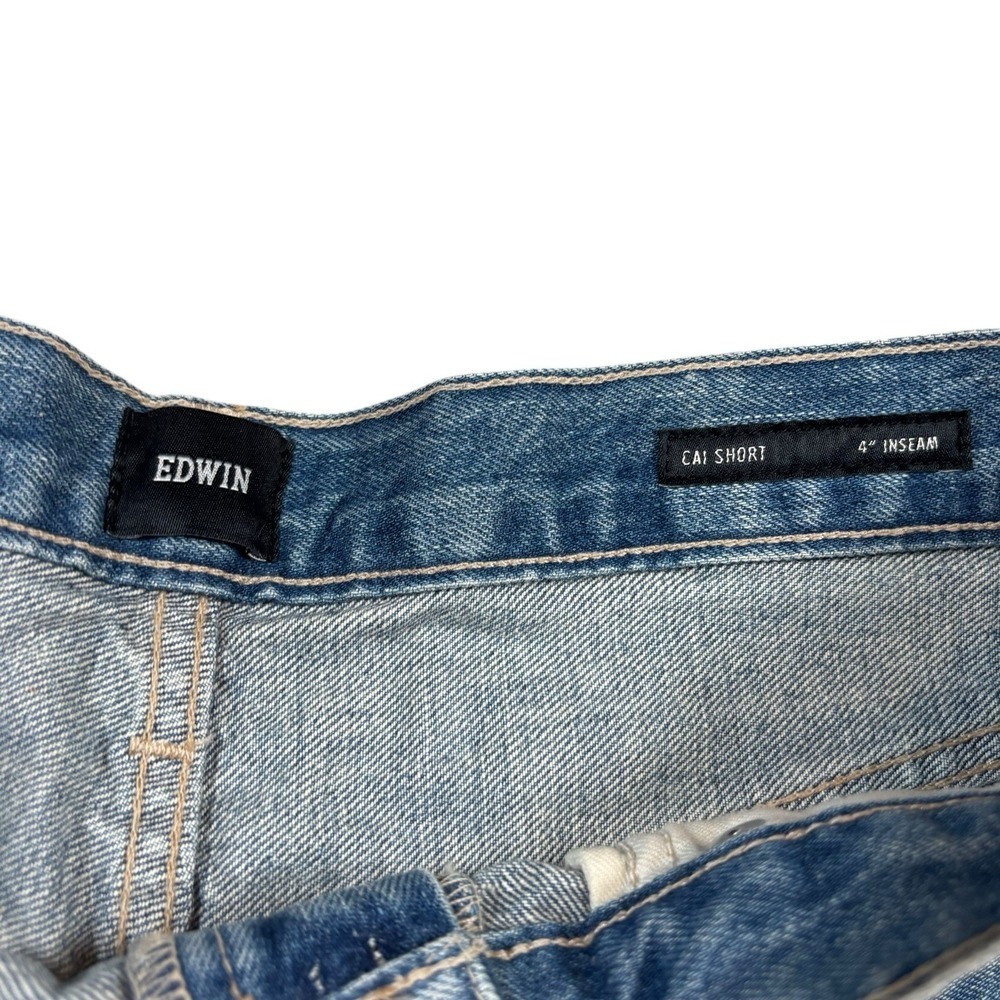 NEW Edwin Cai Shorts Womens Sz 30 Blue Anthropologie Jean Shorts 4" Cutoff Denim - Picture 3 of 9